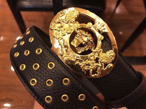 Belt nam versace mặt trạm hoa văn