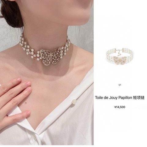 Vòng cổ nữ Di*or* 3 tầng ngọc trai bướm
