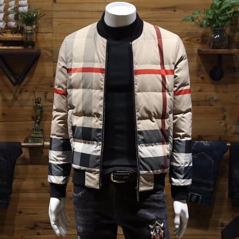 Áo phao nam lông vũ kẻ burberry