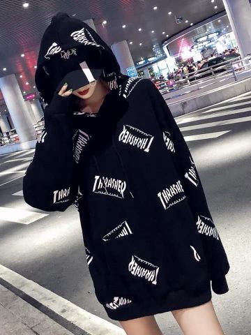 Áo hoodie nữ dáng rộng dài