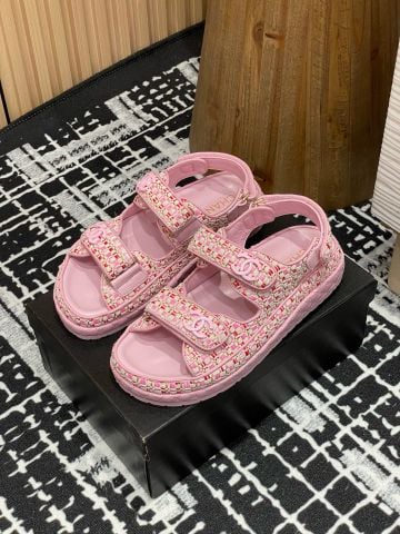 Sandal nữ CHNEL* hai quai cói kiểu đẹp VIP 1:1