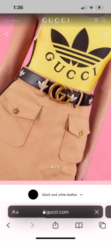 Belt nữ GUCCI* x adidas bản 3cm da bò in hoạ tiết đẹp độc