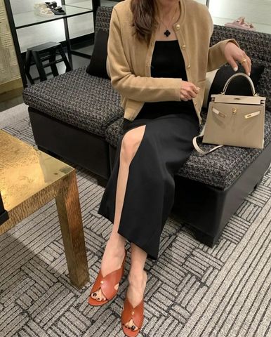 Dép cao gót đế xuồng Loro* Piana*  – Giày nữ wedge quai chéo
