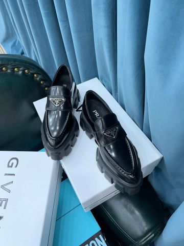 Giày nữ PRADA* da bóng đế cao 6cm đẹp VIP 1:1