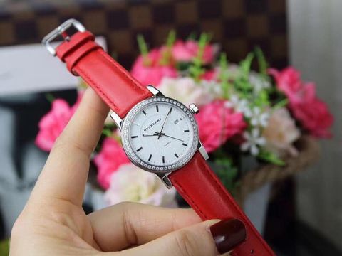 Đồng hồ nữ burberry dây da viền đá đẹp case 34mm