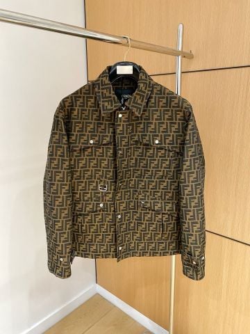 Áo khoác nam FENDI* hoạ tiết Logo FF nâu đẹp độc cao cấp
