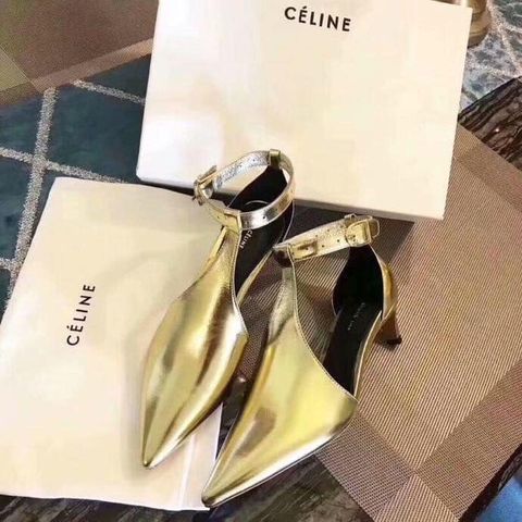 Giày nữ céline gót 5cm màu bạc và vàng đồng sang đẹp độc 34-40