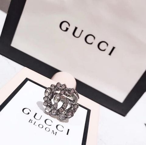 Nhẫn gucci đính đá to bản đẹp độc