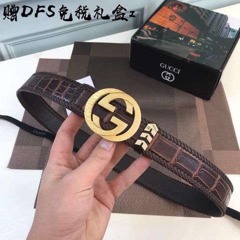 Belt gucci nam vân cá sấu đẹp sang siêu cấp bản 3.8cm