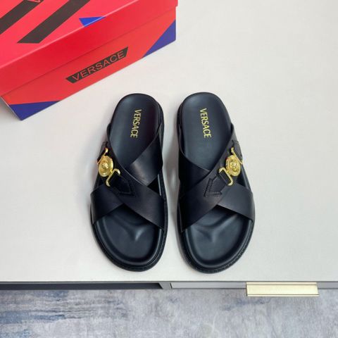 Sandal nam VERSACE* da bò khoá vàng đẹp độc cao cấp