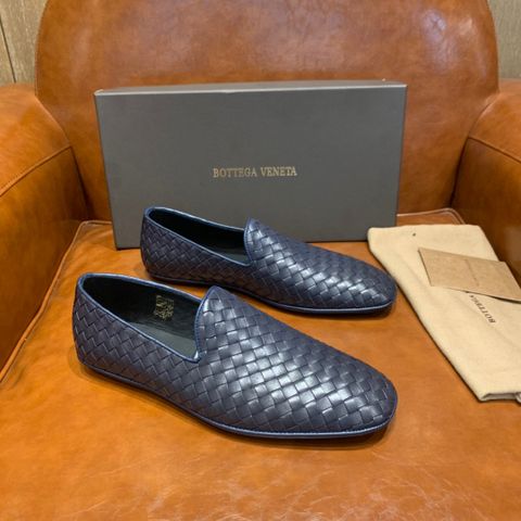 Giày lười Bottega* Veneta* da bò đan mềm đẹp màu xanh và đen VIP 1:1