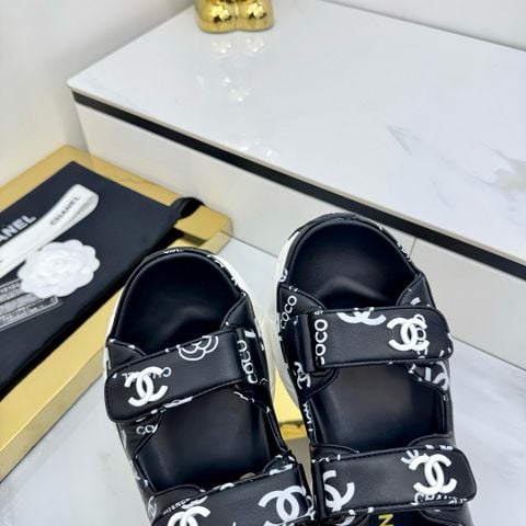 Sandal nữ CHNEL*  quai magic tape họa tiết CC & COCO cá tính