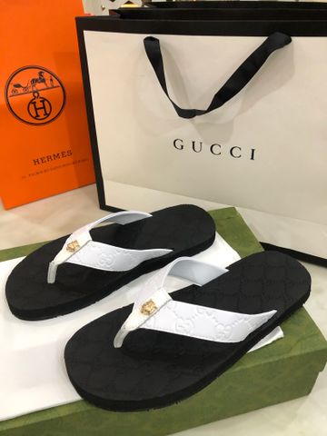 Dép tông nam GUCCI* quai da bò và đế dập nổi Logo đẹp