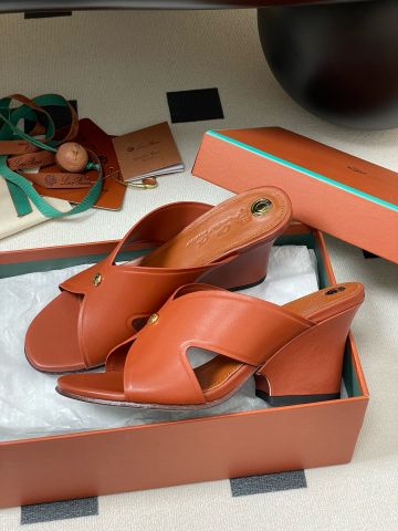 Dép cao gót đế xuồng Loro* Piana*  – Giày nữ wedge quai chéo