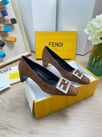 Giày cao gót FENDI* da lộn logo đá đẹp sang SIÊU CẤP