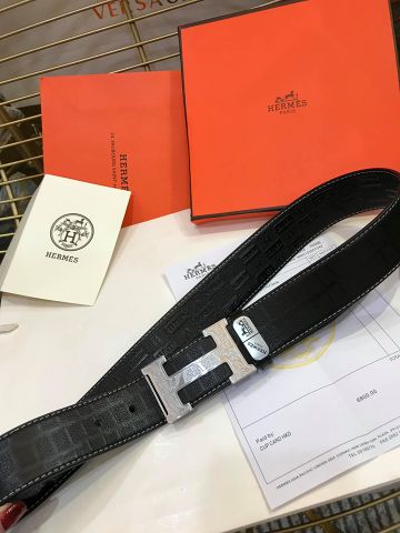 Belt nam HERMES mặt bạc trạm khắc