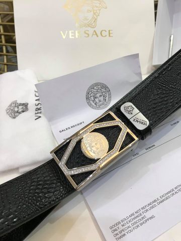 Belt nam VERSACE mặt bạc nạm đá