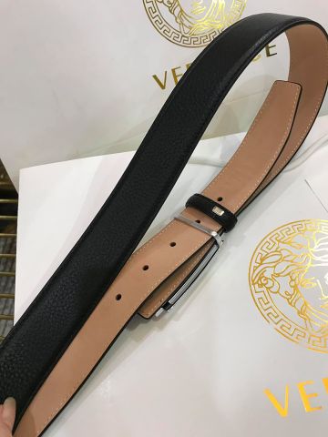 Belt nam VERSACE mặt bạc nạm đá đẹp sang dây da mềm sụn cao cấp