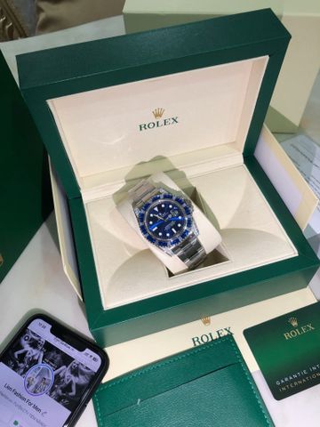 Đồng hồ nam Rolex mặt xanh dương viền kim đẹp sang lịch lãm VIP 1:1