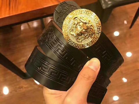 Belt nam VERSACE bản 3,8cm mặt tròn nạm đá đẹp