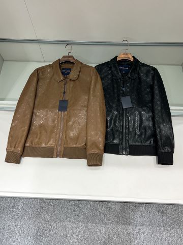 Áo khoác da nam L*V in nổi hoạ tiết Monogram