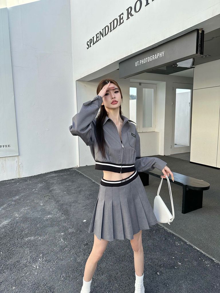 Set Áo Khoác Và Chân Váy Xếp Ly Phong Cách Hàn Quốc Hàng Mới Cho Nữ - Tìm  Voucher