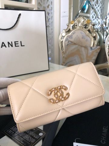 Ví nữ chanel* dáng dài 16,5cm da bò trần vân trám đẹp sang SIÊU CẤP