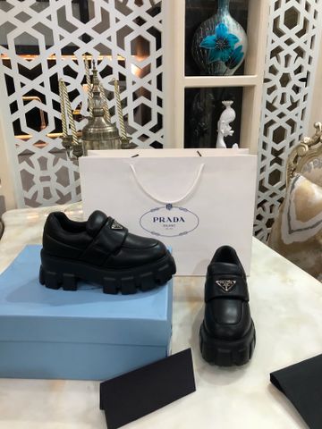 Giày nữ PRADA* đế cao 6cm da bê mềm mịn dáng khoẻ kiểu độc