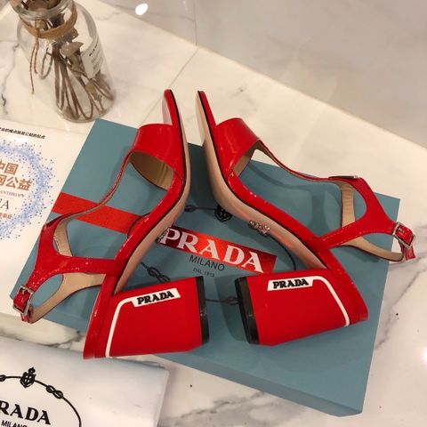 Sandal cao gót PRADA quai da bóng gót vuông cao 8cm đẹp sang mẫu mới cao cấp