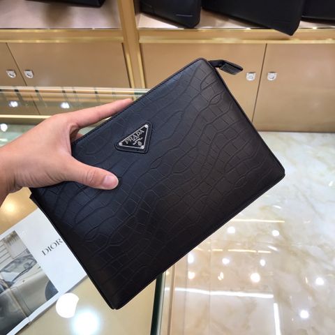 Clutch PRADA nam nữ da vân 28cm