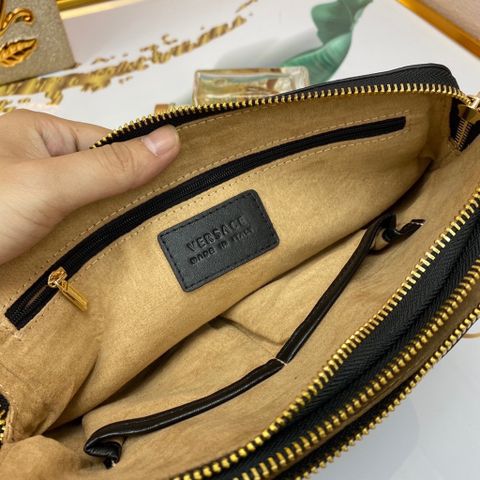 Clutch VERSACE* nam nữ 26cm logo vàng da bò 2 khoá form rộng đựng đc nhiều đồ