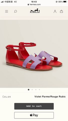 Sandal nữ Hermes* đế bệt da bò phối màu đẹp VIP 1:1 chất lượng hàng đầu