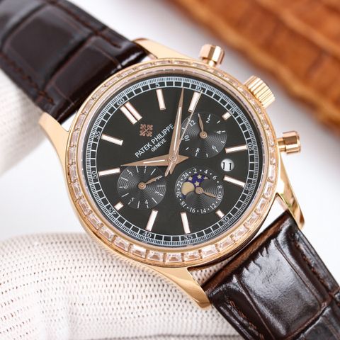 Đồng hồ nam patek* philippe* dây cá sấu máy cơ viền kim ống đẹp lịch lãm VIP 1:1