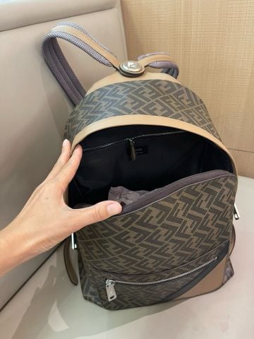 Ba lô FENDI* nam hoạ tiết Logo canvas phối da bò cao cấp