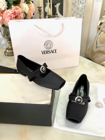 Giày bệt VERSACE* hở mũi chất lụa satin xịn quai nơ đẹp sang VIP 1:1