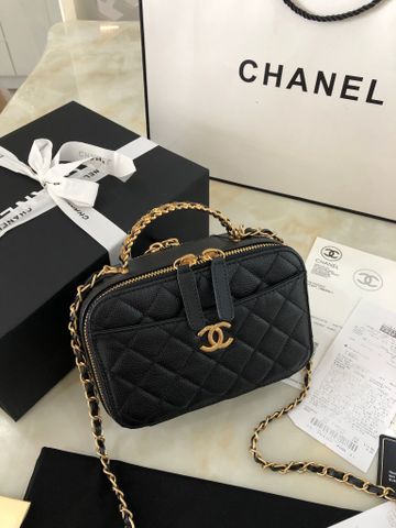 Túi xách nữ chanel* SIÊU CẤP da hạt caviar dáng vuông quai cầm kim loại xích chữ vàng mẫu mới cực đẹp sang chảnh xách cực xinh size 19cm