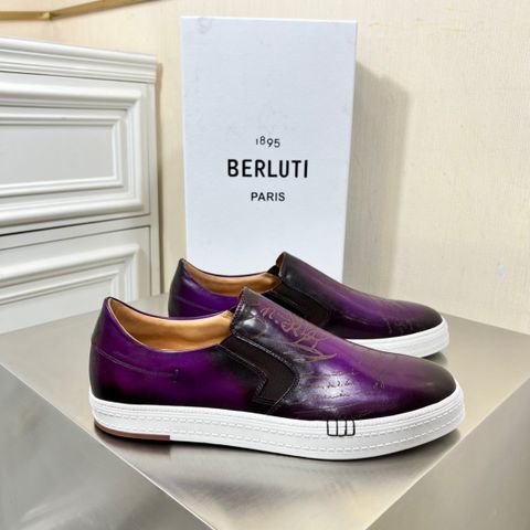 Giày slip on nam BERLUTI* da nhập khẩu khắc chữ đặc trưng thương hiệu kiểu đẹp VIP 1:1