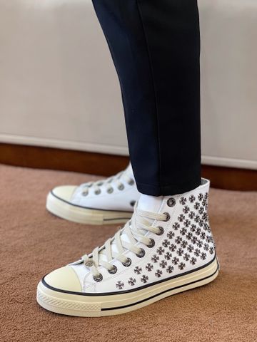 Giày thể thao nam cao cổ Converse X Chrome Heart hợp tác chung kiểu độc VIP 1:1