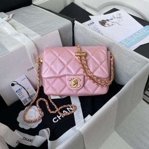 Túi xách nữ chanel* size mini 19cm SIÊU CẤP dây xích vàng kiểu đẹp màu hồng và tím