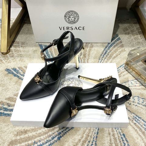 Giày cao gót VERSACE cao 10cm gót logo tráng vàng kiểu đẹp