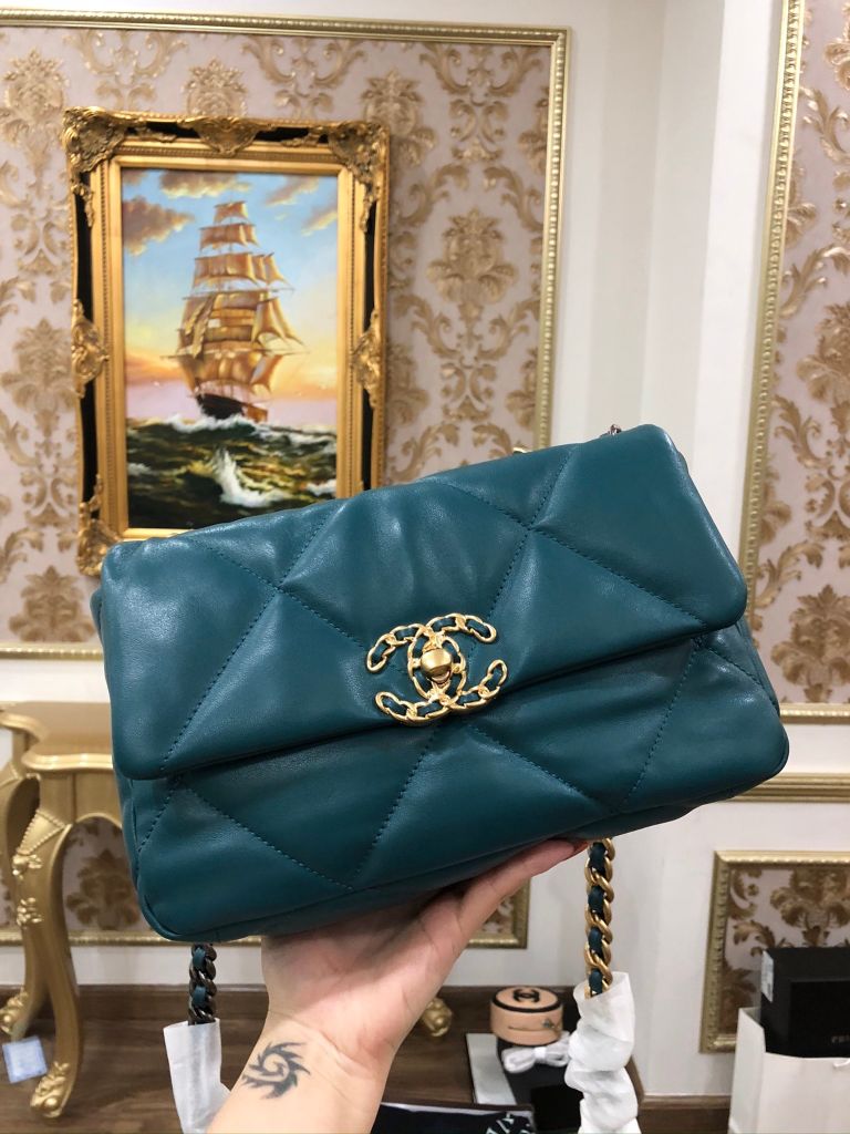 Túi Chanel classic 25 handbag da trơn màu xanh ngọc  CCX026  Olagood