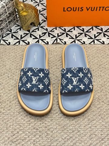 Dép nam L*V quai vải hoạ tiết Monogram