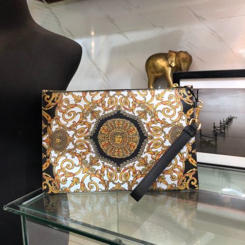 Clutch VERSACE nam nữ hoa văn vàng đẹp độc size 31cm