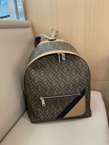 Ba lô FENDI* nam hoạ tiết Logo canvas phối da bò cao cấp