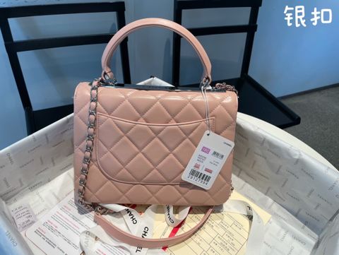 Túi xách nữ chanel* da cừu mịn trần vân trám nhỏ sz25cm nẹp kim loại có nhiều màu