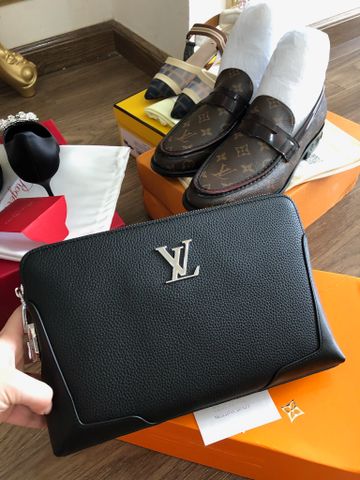 Clutch LV* da bò mềm khoá số bạc cao cấp lượng mua lớn