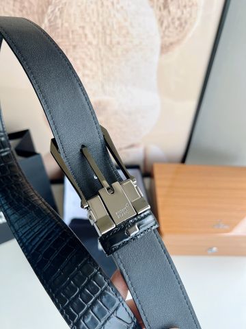 Belt nam Mont* Blanc* bản 3,5cm dây vân cá sấu và da bò mềm đẹp cao cấp