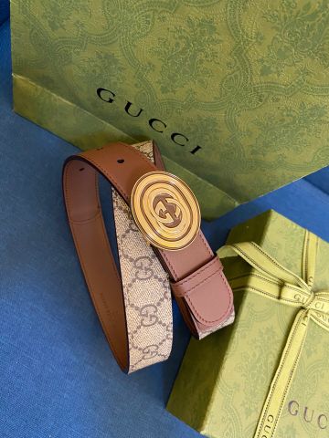 Belt nữ GUCCI* bản 3cm dây da bò phối hoạ tiết logo