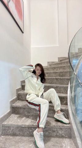 Bộ thể thao nữ GUCCI* x adidas cao cấp màu xanh và trắng