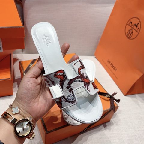 Dép nữ Hermes* quai hoạ tiết gót cao 4,5cm VIP 1:1